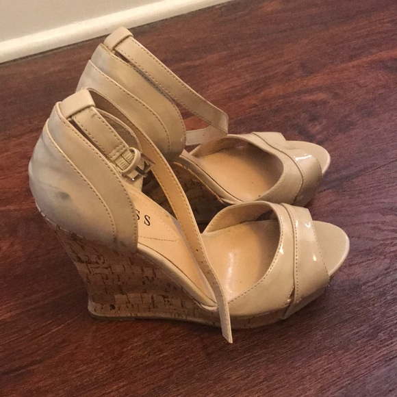 Guess Tan Wedge Ankle Strap Heels - Picture 3 of 3